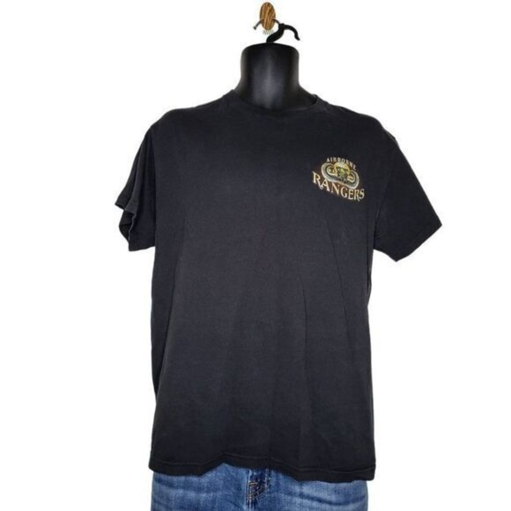 Black Ink Mens Size M US Army Rangers Short Sleeve Graphic TShirt Big Print Tee‎